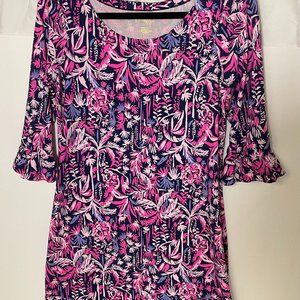 Lilly Pulitzer, 3/4 sleeve, floral print dress, size M